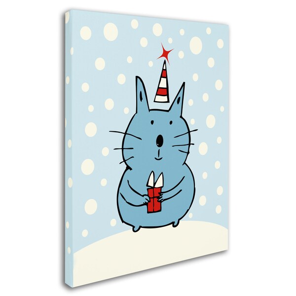 Carla Martell 'Christmas Snow Cat' Canvas Art,35x47